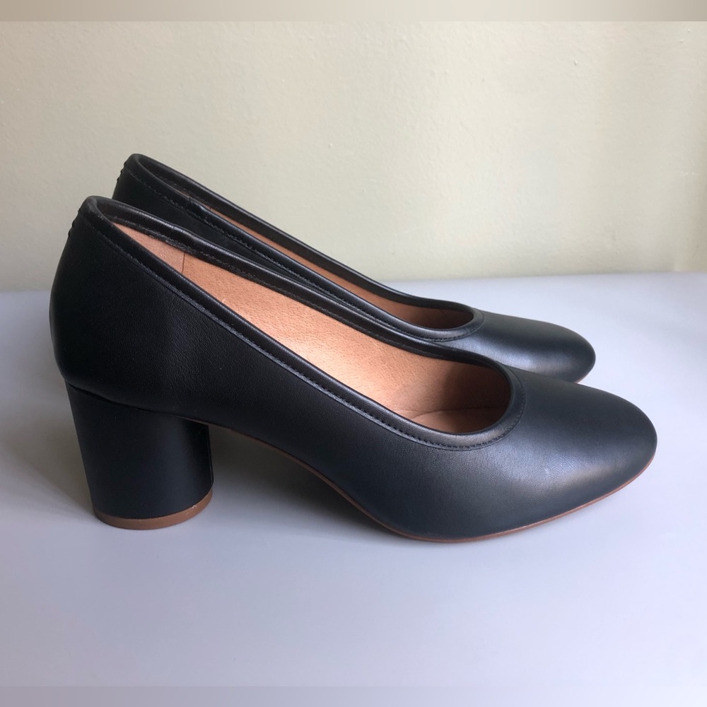 Madewell The Reid Pump in Leather Black Size: US 7.5